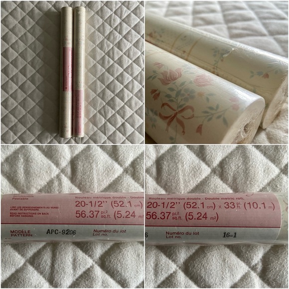 Vintage Floral Double Roll Wallpaper Wallcoverings - Picture 12 of 16